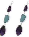 Sterling Silver Faceted Rose Quartz, Amethyst, Amazonite, Faceted Amethyst Dangles