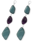 Sterling Silver Faceted Rose Quartz, Amethyst, Amazonite, Faceted Amethyst Dangles