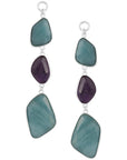 Sterling Silver Faceted Rose Quartz, Amethyst, Amazonite, Faceted Amethyst Dangles