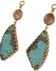 Rutilated Quartz & Turquoise Dangles