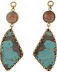 Rutilated Quartz & Turquoise Dangles