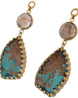 Rutilated Quartz & Turquoise Dangles