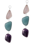 Sterling Silver Faceted Rose Quartz, Amethyst, Amazonite, Faceted Amethyst Dangles