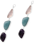 Sterling Silver Faceted Rose Quartz, Amethyst, Amazonite, Faceted Amethyst Dangles