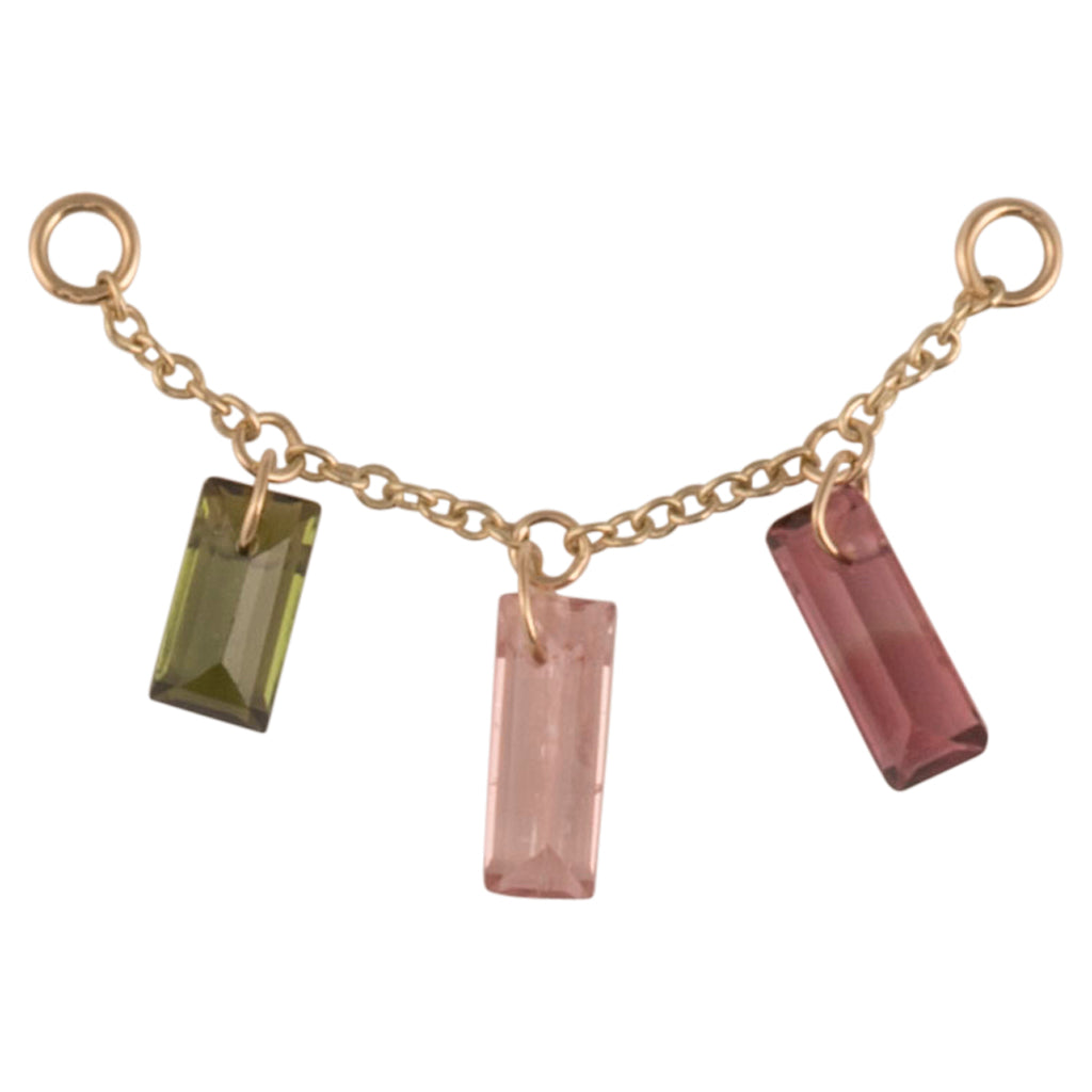 25mm Solid Gold Natural Tourmaline Accessory Chain
