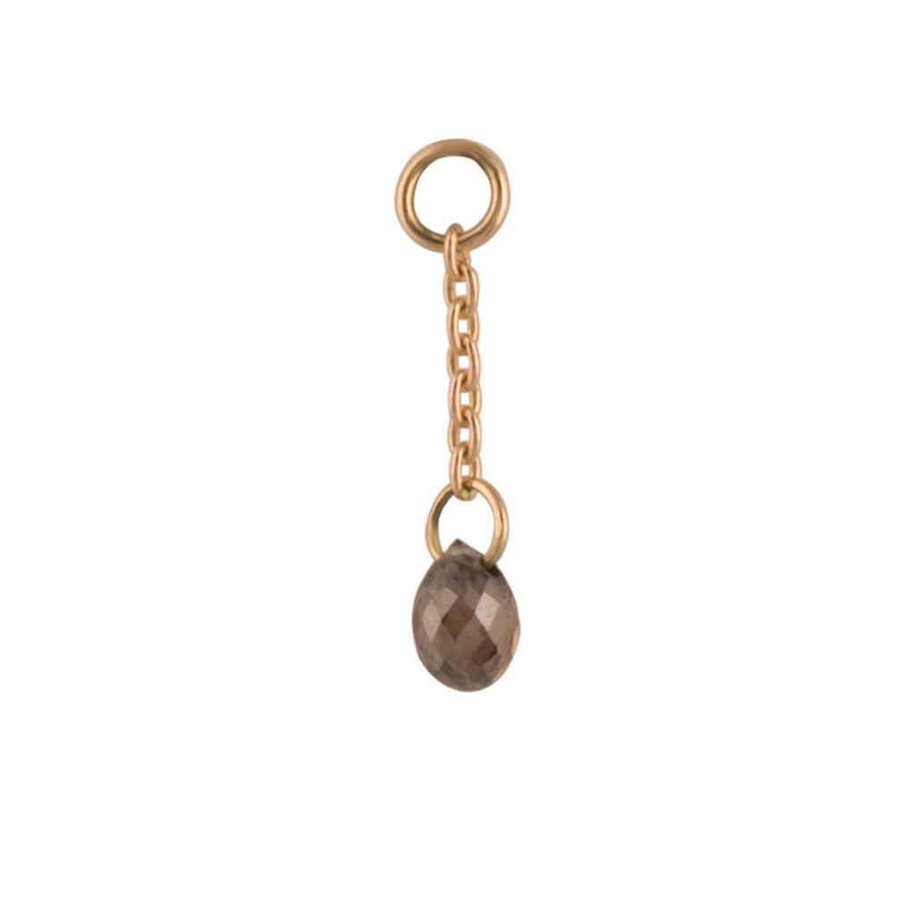 12mm Solid Gold Black Diamond Briolette Charm