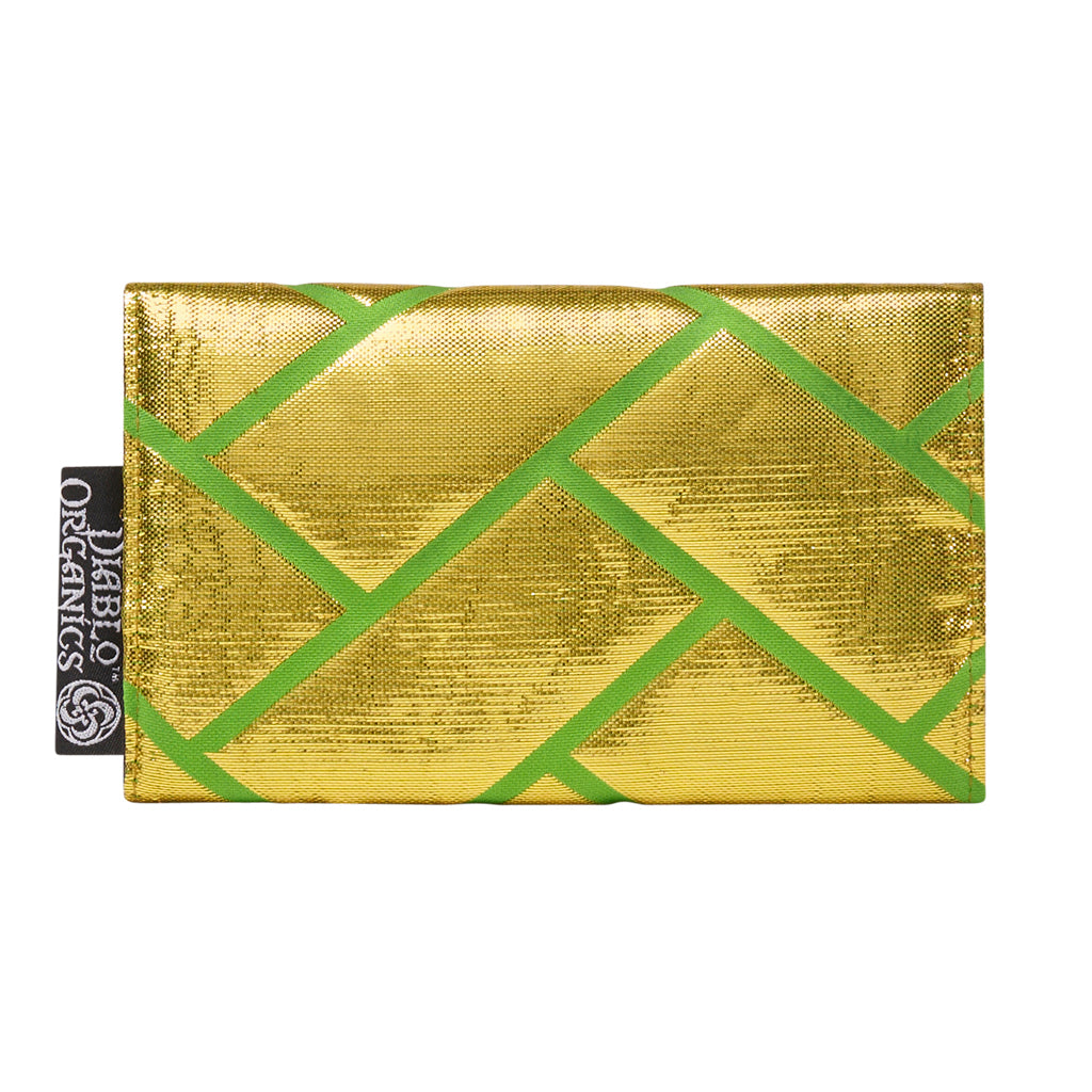 Lime &amp; Gold Metallic Recycled Kimono Jewelry Pouch