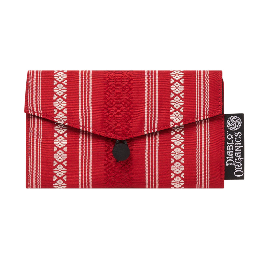Red &amp; Black Recycled Kimono Jewelry Pouch