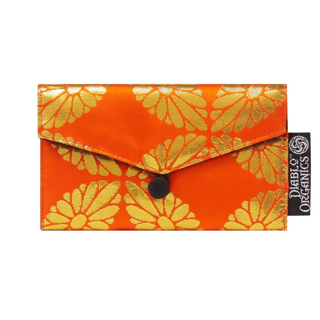 Orange &amp; Gold Recycled Kimono Jewelry Pouch