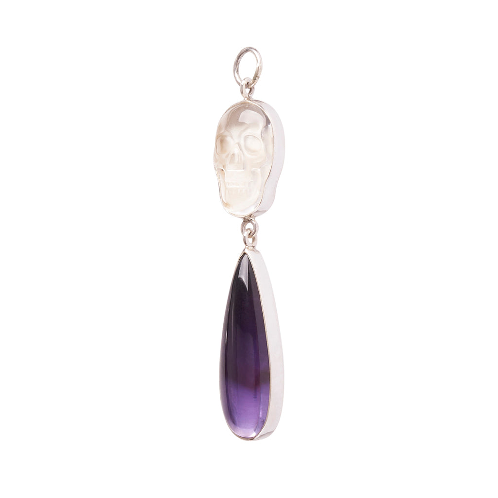 Quartz &amp; Amethyst Skull Dangles