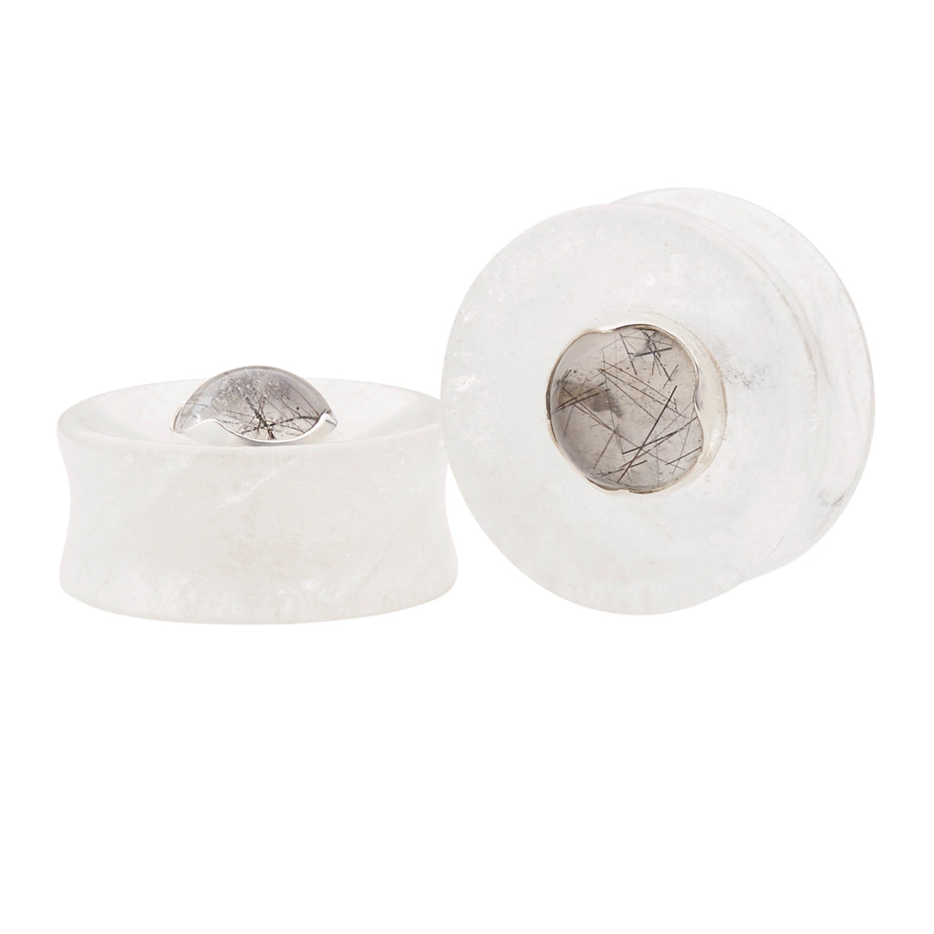 Quartz Inlay Quartz & Tourmalated Quartz Stone Inlay Plugs – Jimmy Buddha Designs
