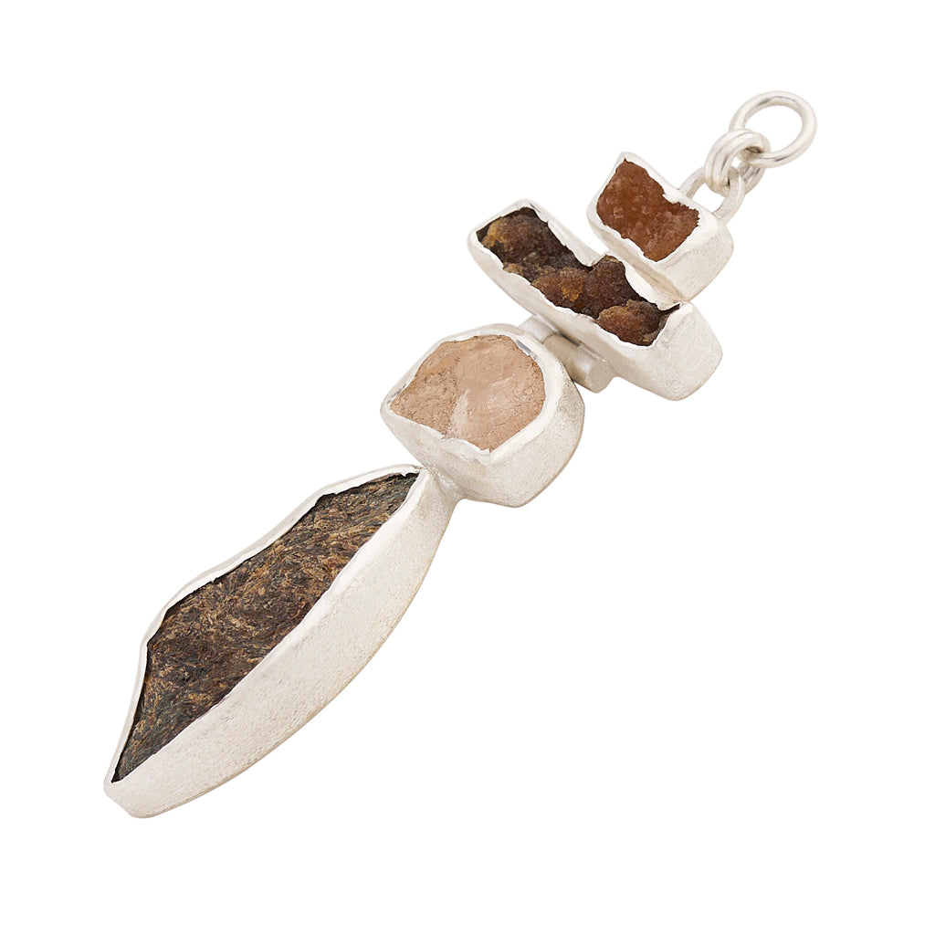 Rough Face Rose Quartz, Citrine &amp; Mica Ear Weights