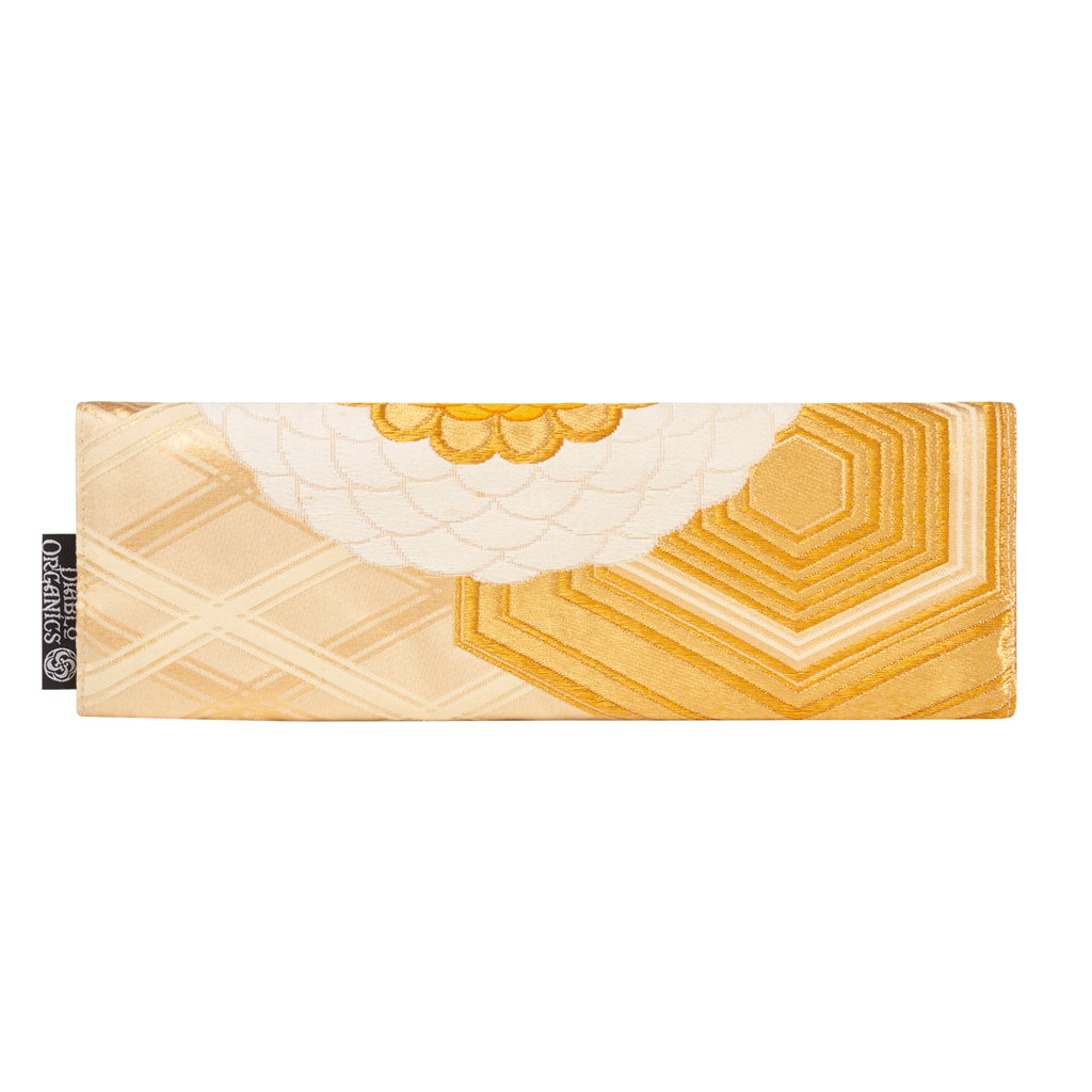 Orange, Gold, Floral Recycled Kimono Jewelry Pouch