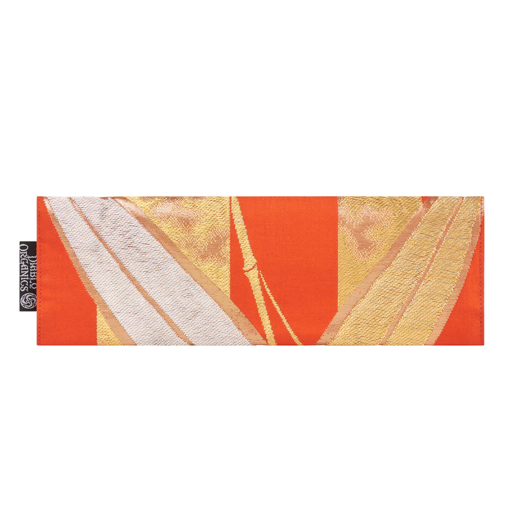 Orange, Gold &amp; Silver Bamboo Recycled Kimono Jewelry Pouch