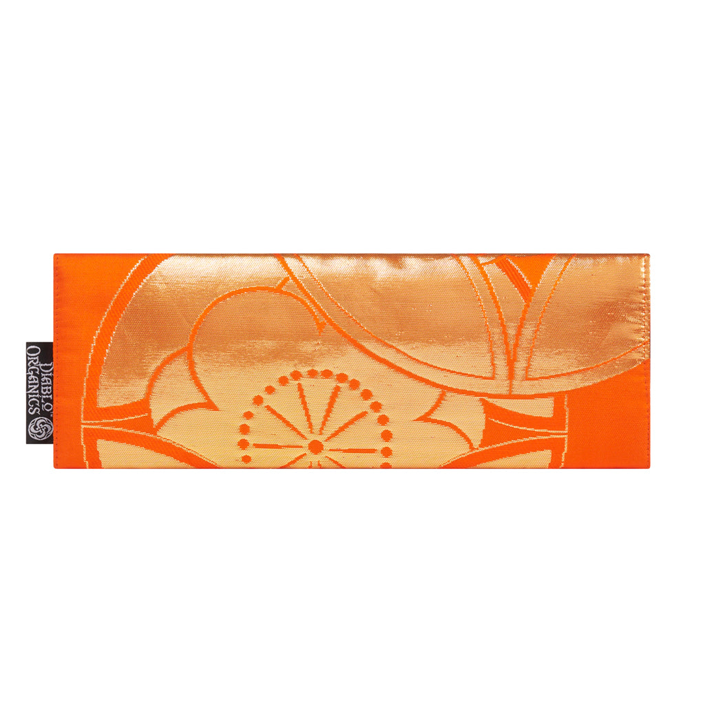 Orange &amp; Gold Pinwheel Recycled Kimono Jewelry Pouch