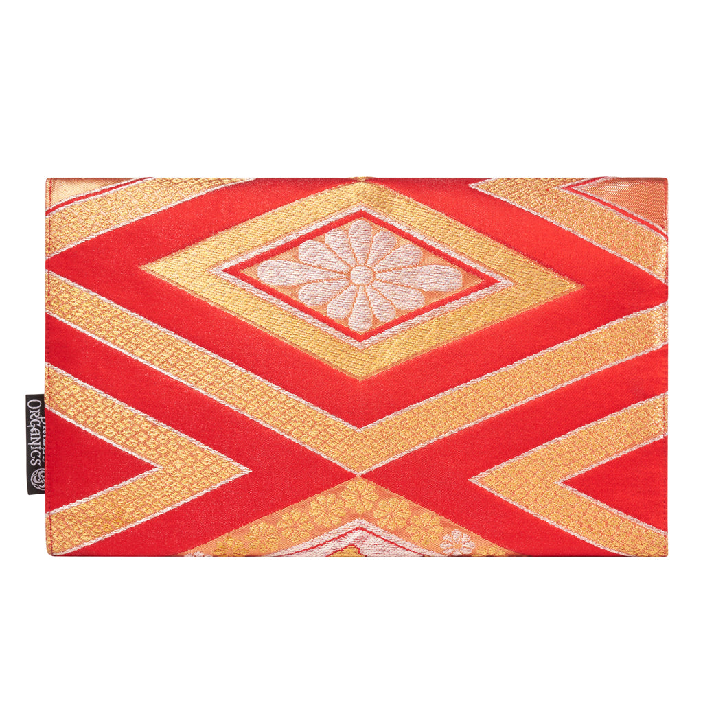Red &amp; Gold Recycled Kimono Jewelry Pouch