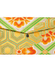 Green, Orange, Floral Recycled Kimono Jewelry Pouch
