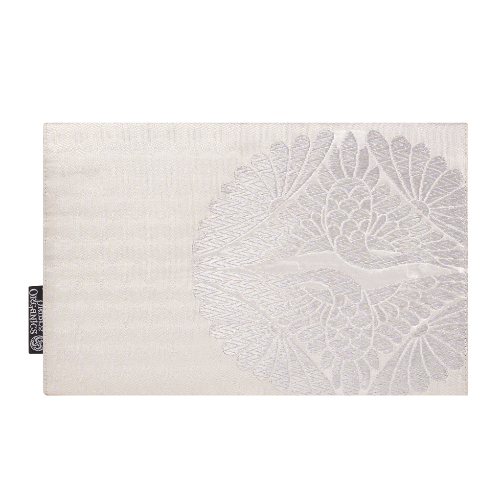 White &amp; Silver Flower Recycled Kimono Jewelry Pouch