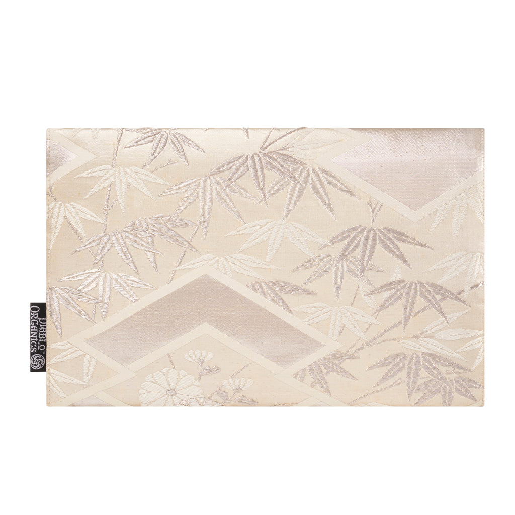 Silver Bamboo &amp; Flower Recycled Kimono Jewelry Pouch