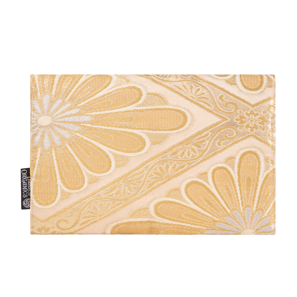 Gold &amp; Silver Flower Recycled Kimono Jewelry Pouch