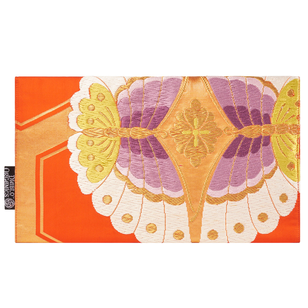 Orange &amp; Purple Butterfly Recycled Kimono Jewelry Pouch