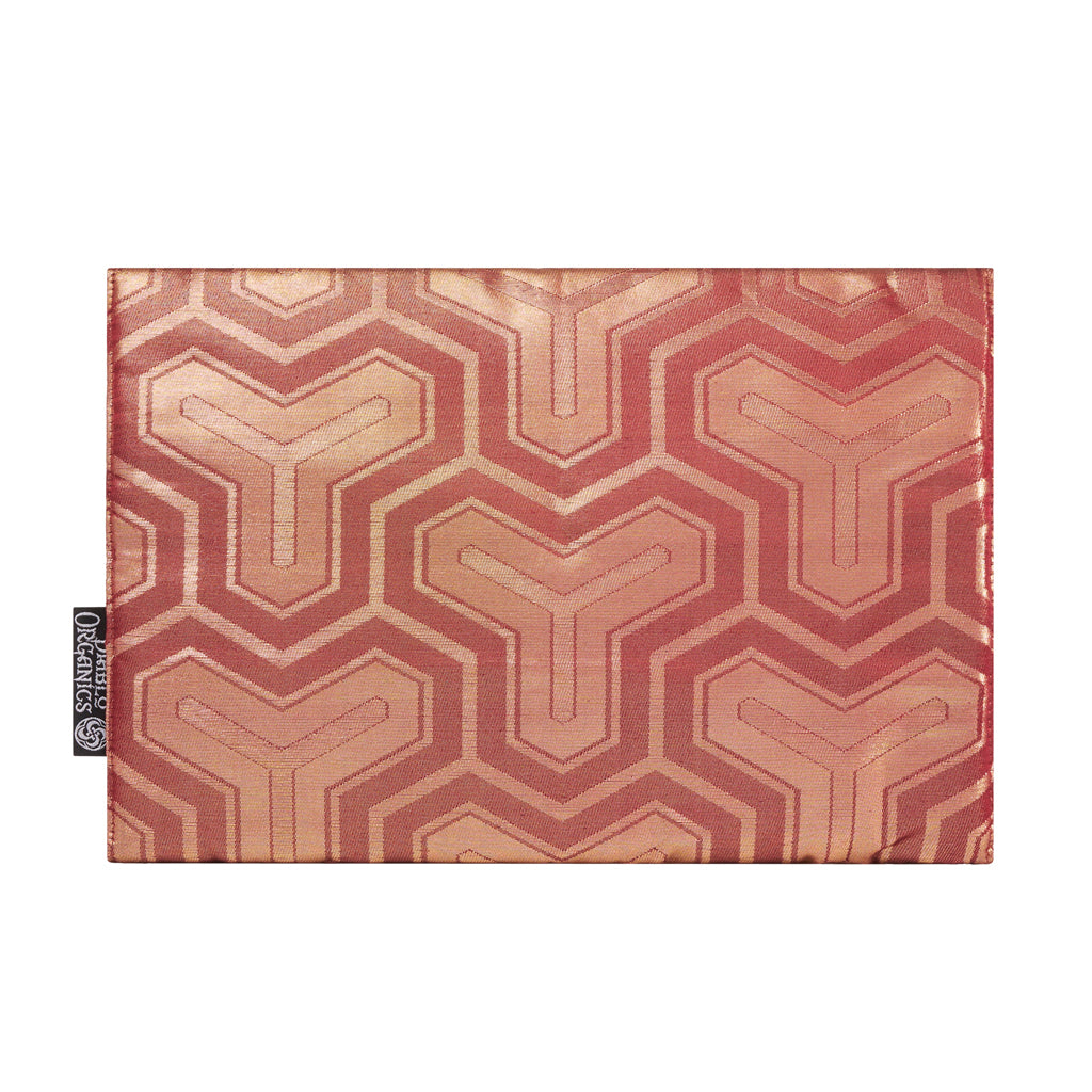 Maroon, Copper, &quot;Y&quot; print Recycled Kimono Jewelry Pouch