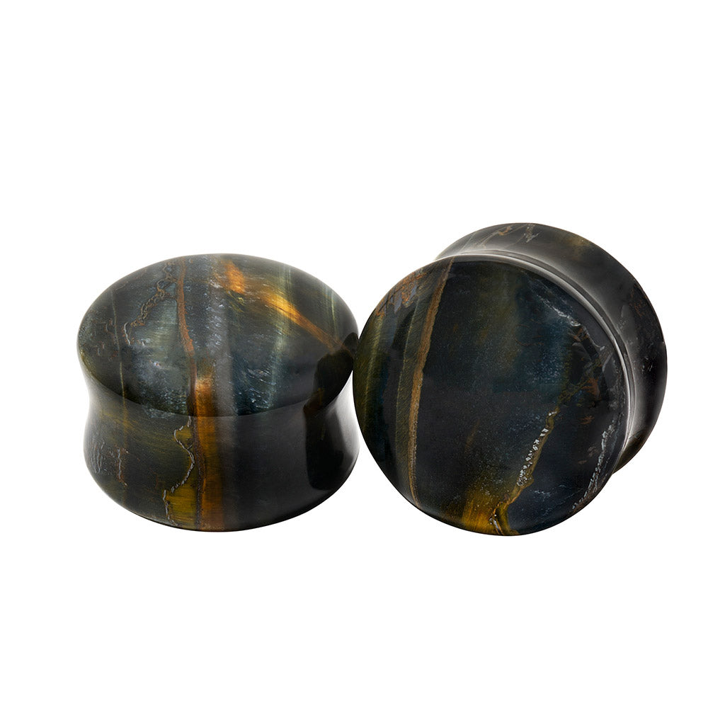 Blue Tiger&#39;s Eye Double Flare Plugs