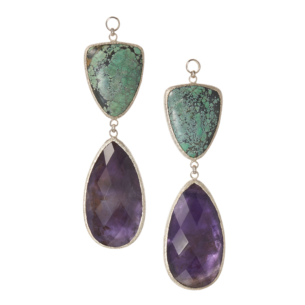 Turquoise &amp; Faceted Amethyst Dangles