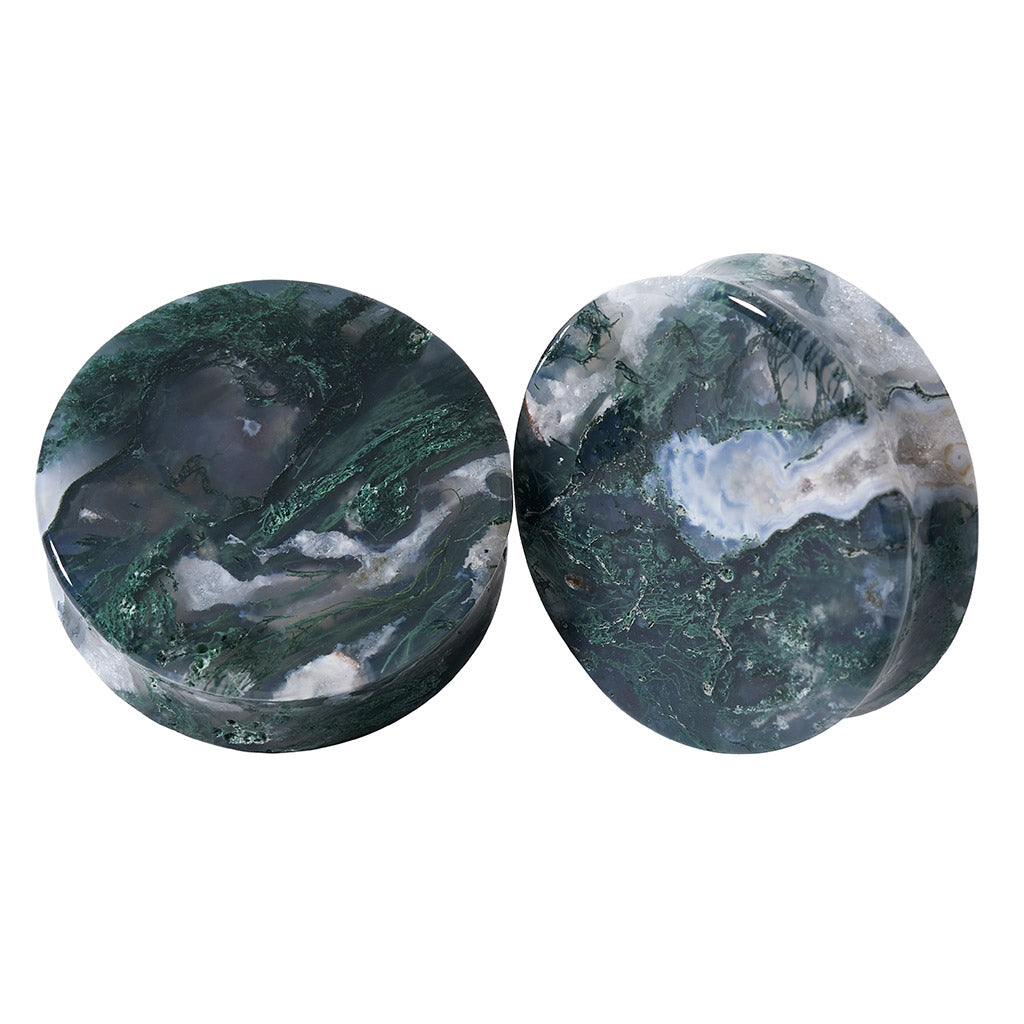 Moss Agate Double Flare Flat Plugs – Jimmy Buddha Designs