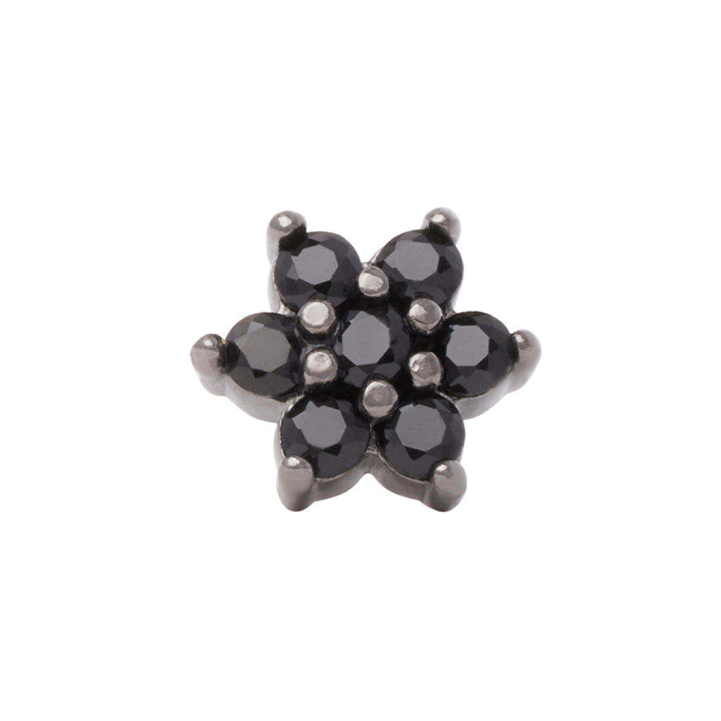 Black Rhodium Silver Flower CZ Pin 18g/16g