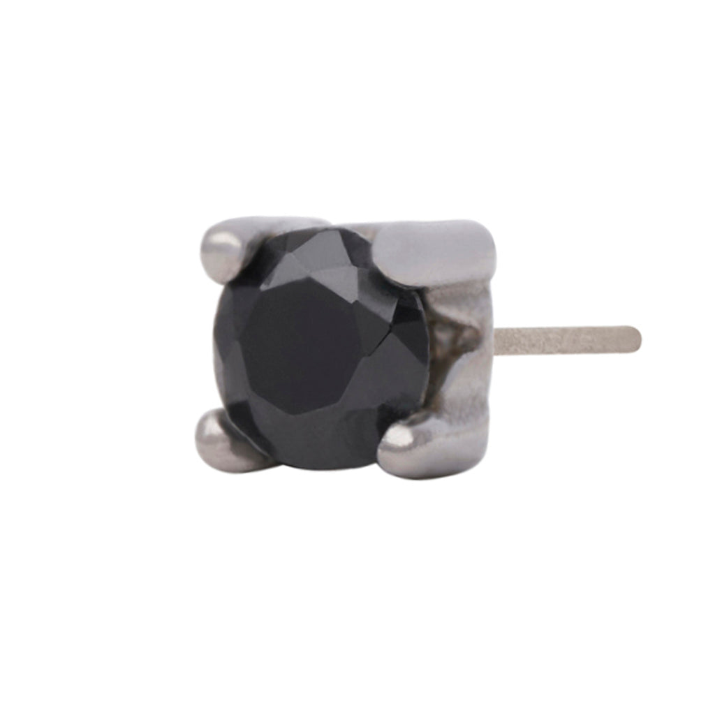 Black Rhodium Silver 3mm Single CZ Pin 18g/16g