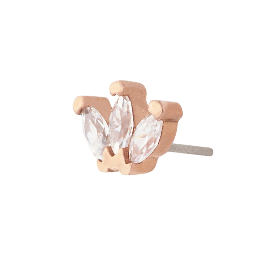 Rose Gold Vermeil Plated 3mm Triple Marquise CZ Pin 18g/16g