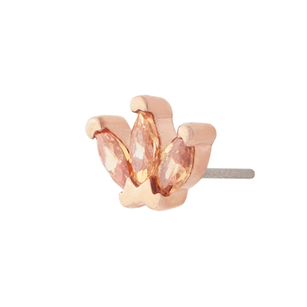 Rose Gold Vermeil Plated 3mm Triple Marquise CZ Pin 18g/16g