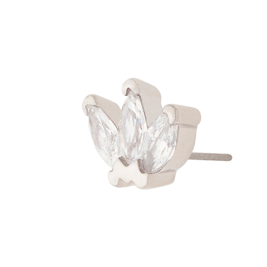 White Rhodium Silver Triple Marquise CZ Pin 18g/16g
