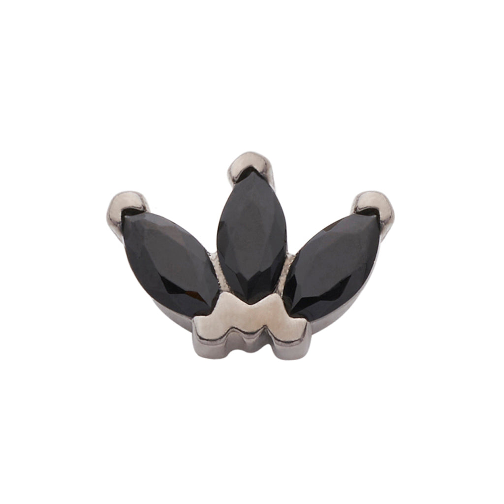 Black Rhodium Silver Triple Marquise CZ Pin 18g/16g
