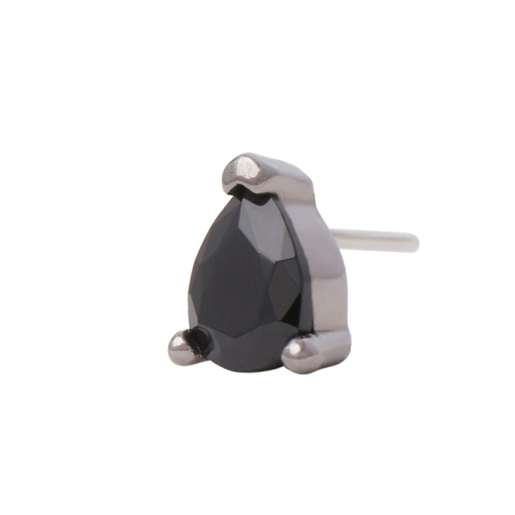 Black Rhodium Silver 4mm Teardrop CZ Pin 18g/16g