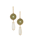 Solid Gold Jade & White Moonstone Earrings
