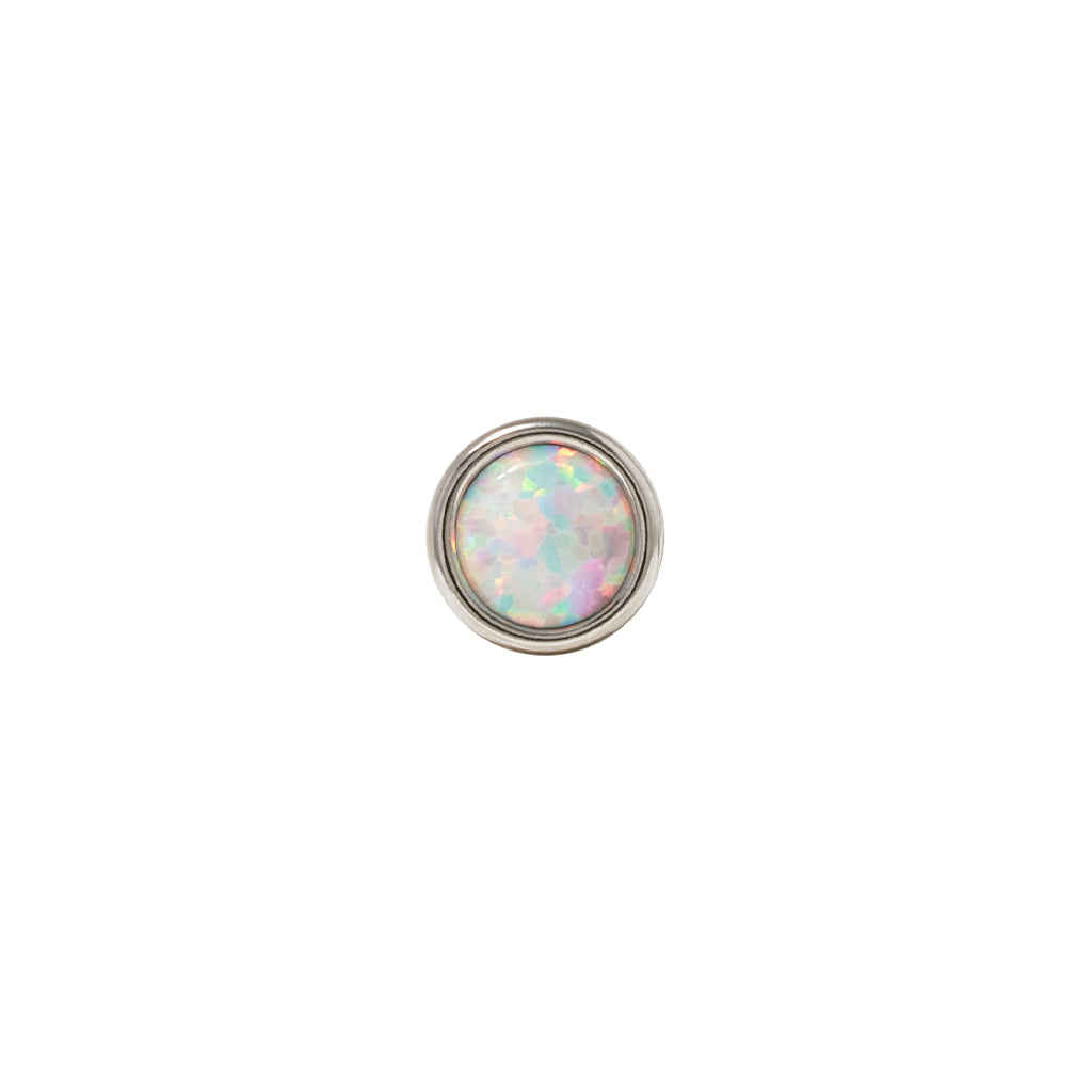 White Rhodium Silver Faux Opal Pin 18g/16g