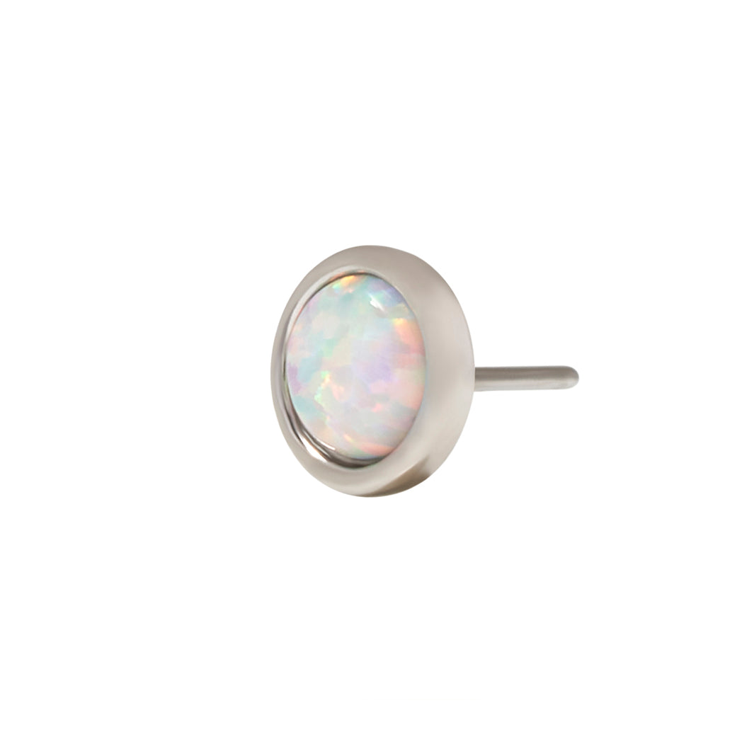 White Rhodium Silver Faux Opal Pin 18g/16g