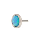 White Rhodium Silver Faux Opal Pin 18g/16g