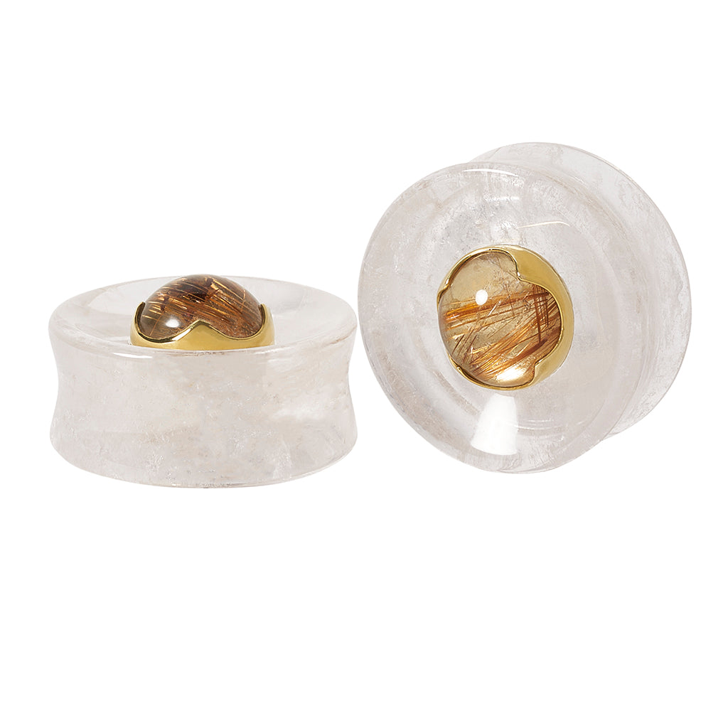 Quartz Inlay Quartz & Rutilated Quartz Stone Inlay Plugs – Jimmy Buddha Designs