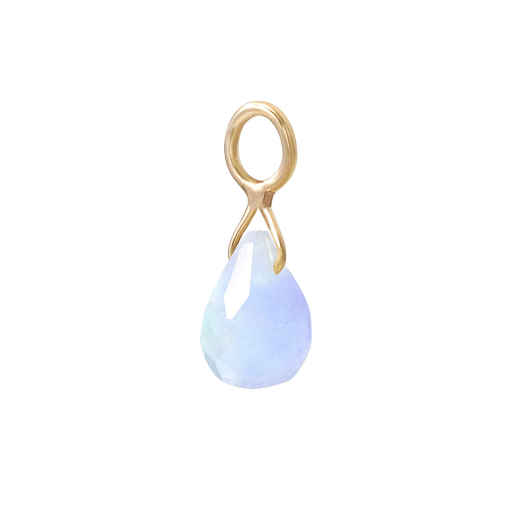 Solid Gold Moonstone Briolette Charm