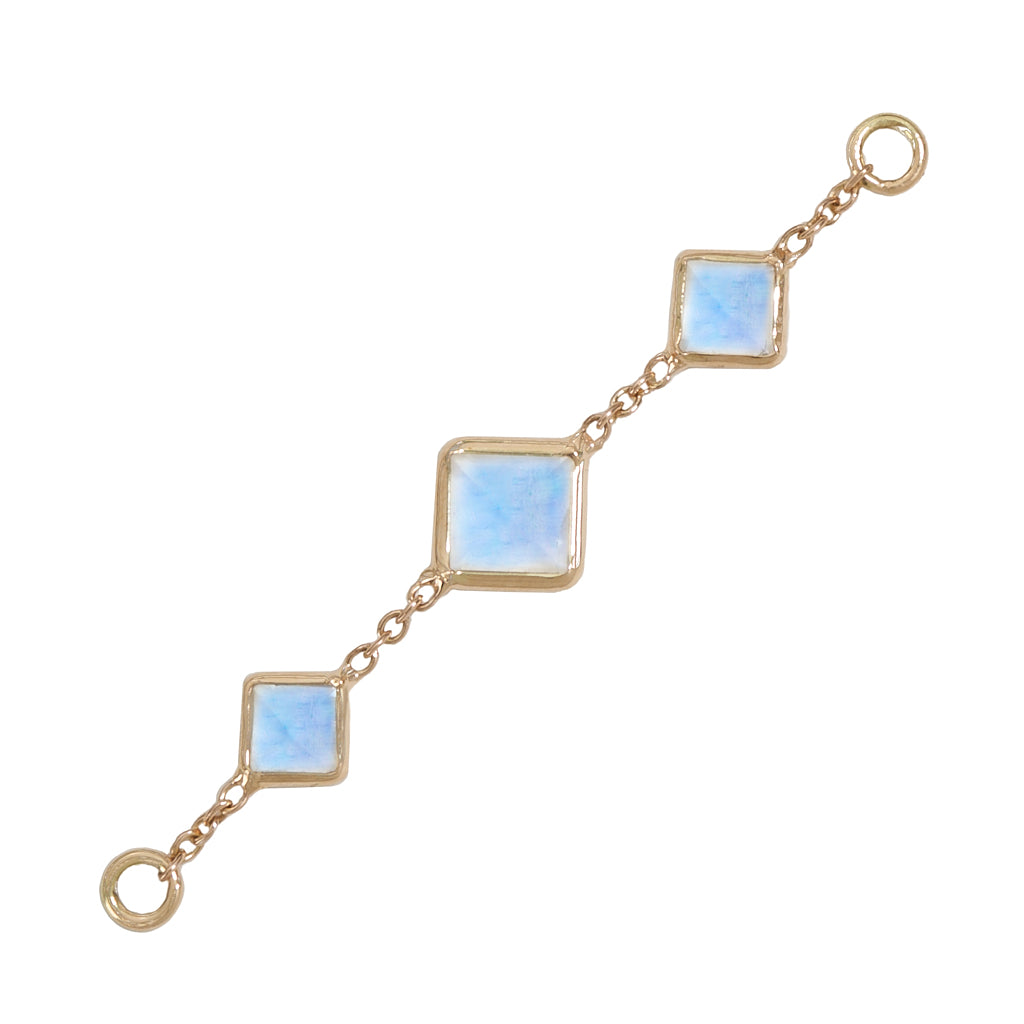 35mm Solid Gold Triple Rainbow Moonstone Accessory Chain