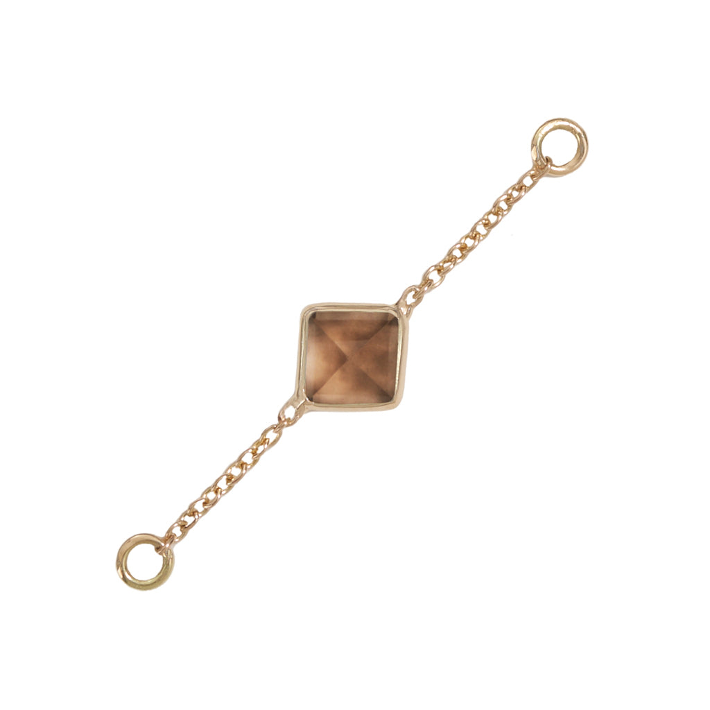 Solid Gold 14k Smoky Topaz 25mm Chain