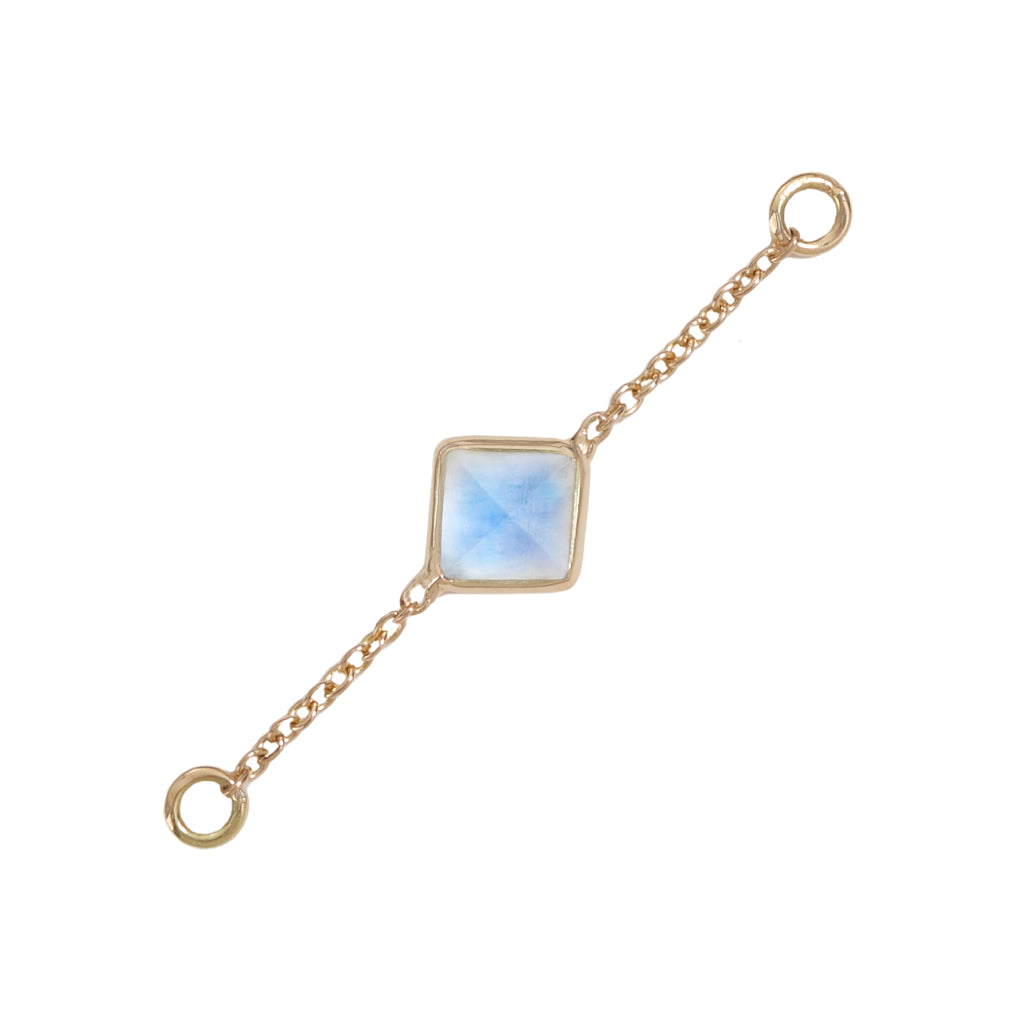 25mm Solid Gold Rainbow Moonstone Accessory Chain