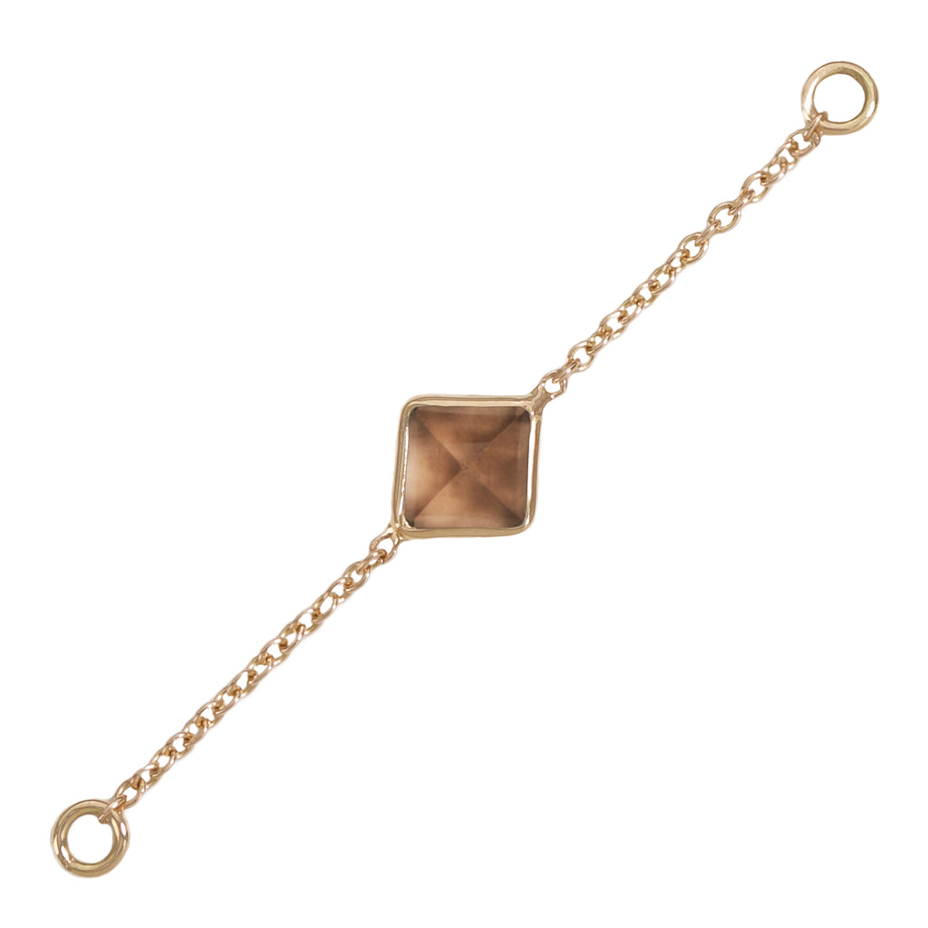Solid Gold 14k Smoky Topaz 35mm Chain