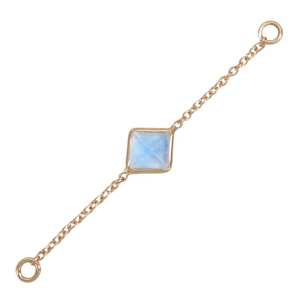 35mm Solid Gold Rainbow Moonstone Accessory Chain