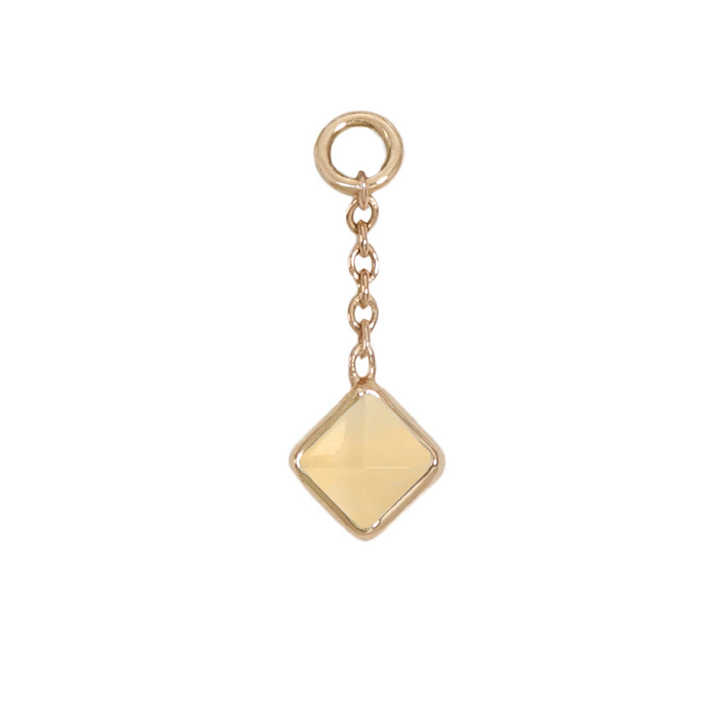 12mm Solid Gold Square Citrine Charm
