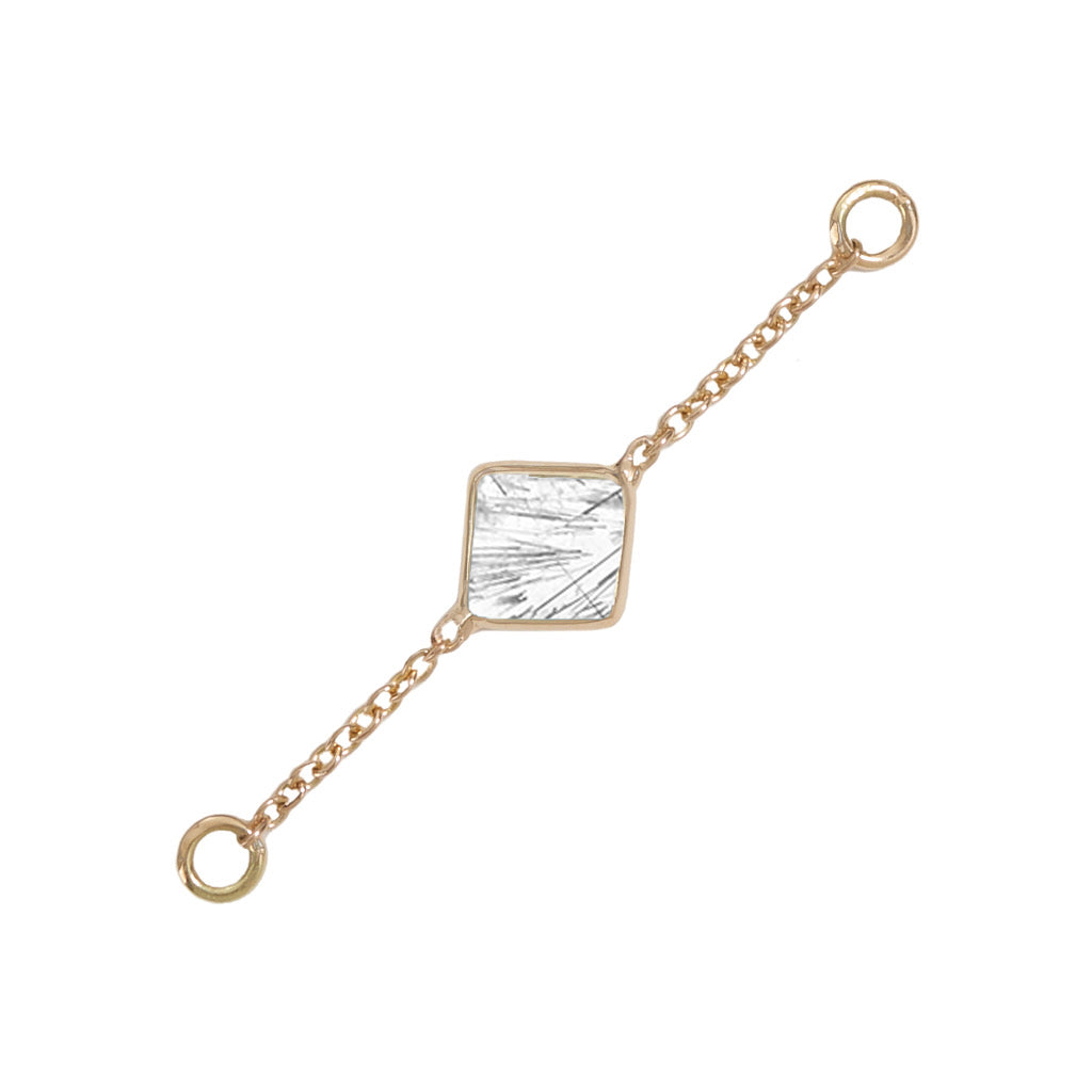 25mm Solid Gold Tourmalated Quartz Accessory Chain