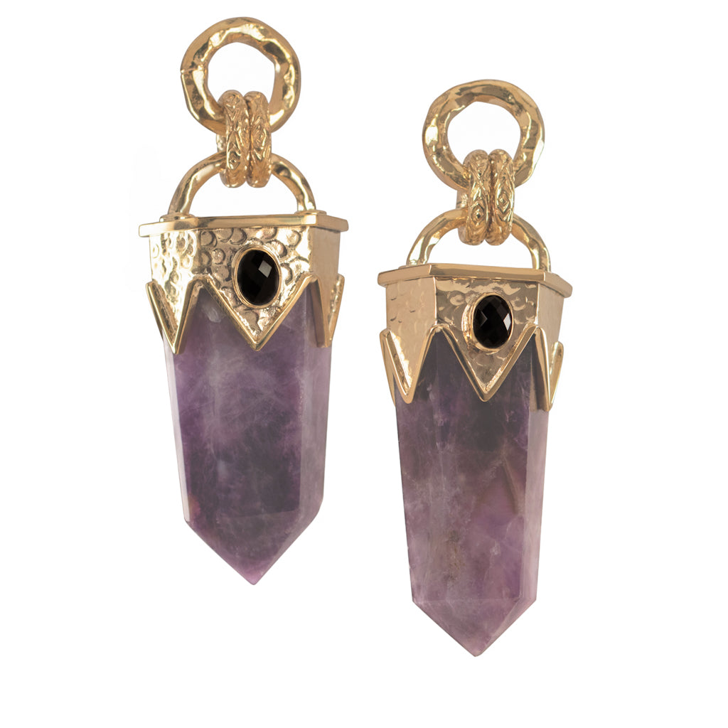 Faceted Black Obsidian Amethyst Crystal
